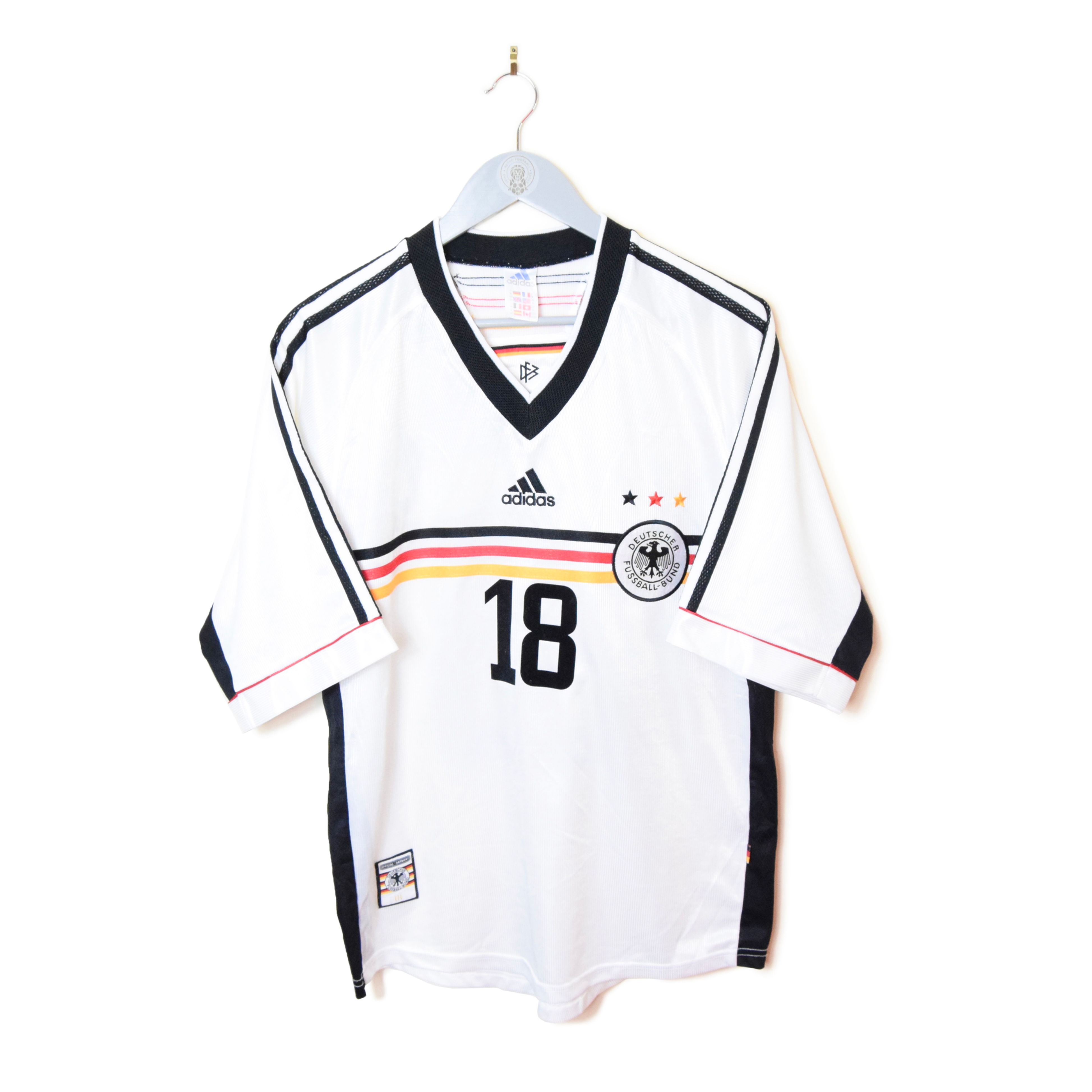 GERMANY HOME FOOTBALL SHIRT 1998/00 #18 KLINSMANN
