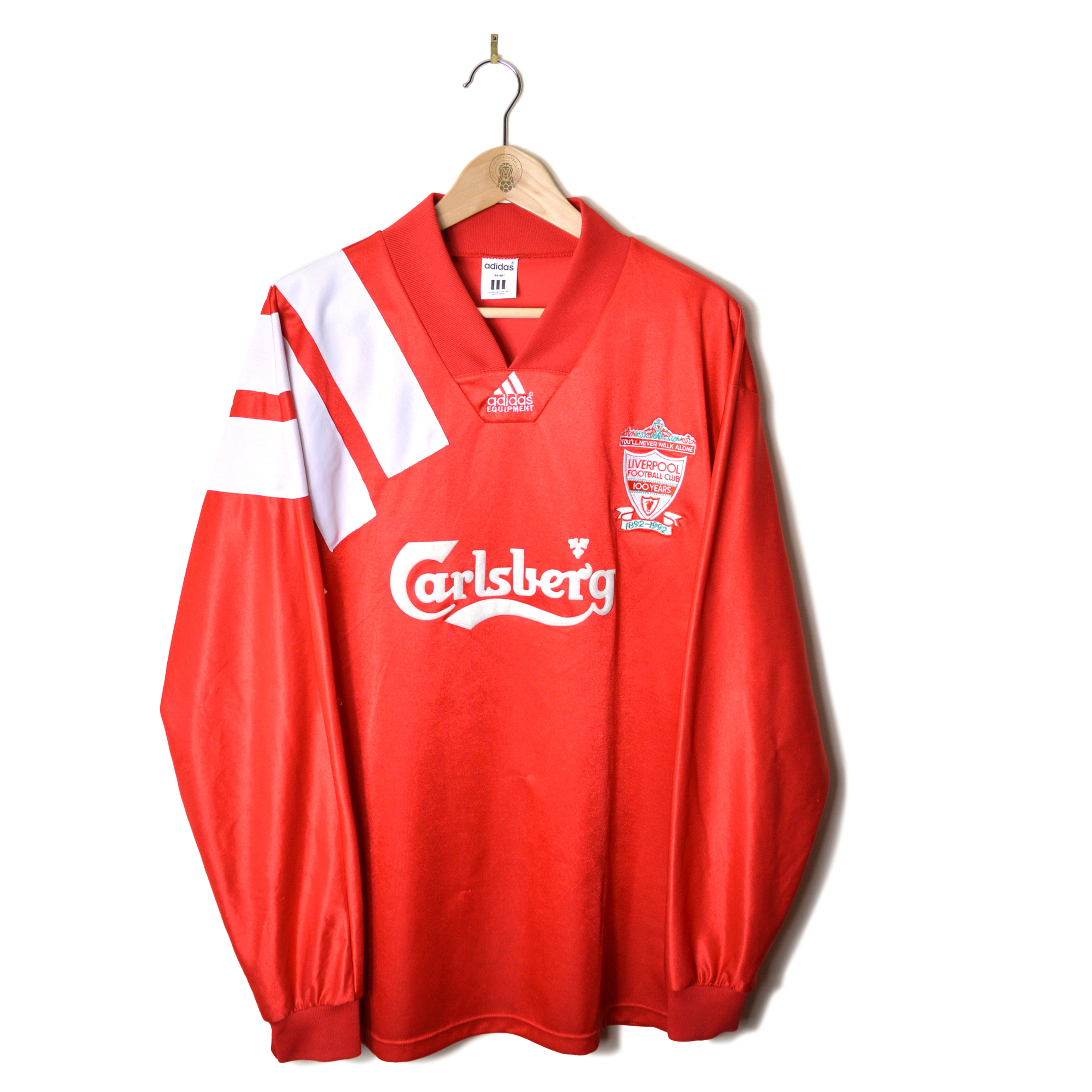 LIVERPOOL CENTENARY HOME FOOTBALL SHIRT 1992 1993 L/S LONG SLEEVED PLAYER SPEC SPEC MATCH ISSUE WORN ADIDAS CARLSBERG
