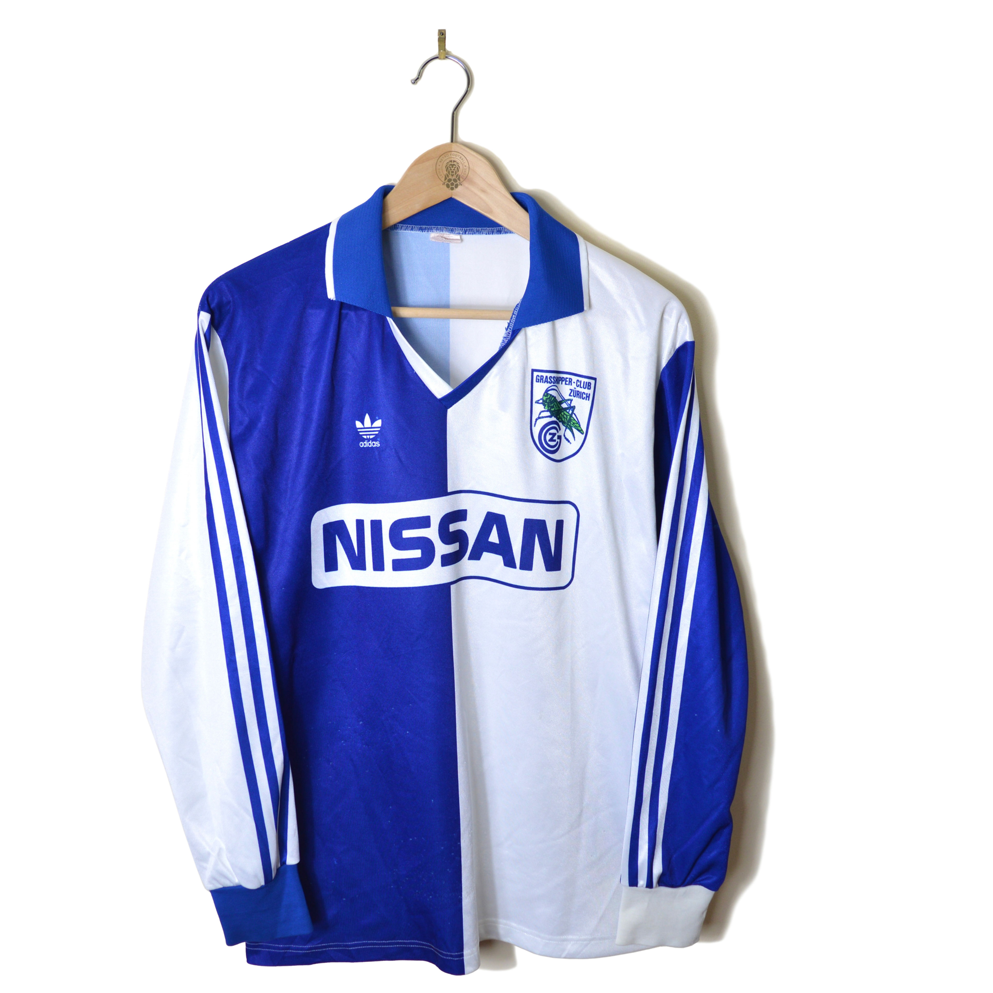 GRASSHOPPER ZURICH CLASSIC HOME FOOTBALL SHIRT SOCCER JERSEY 1985 1986 1987 1988 1989 1990 1991 L/S LONG SLEEVE ADIDAS NISSAN