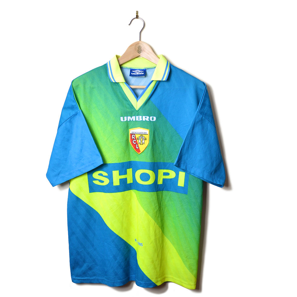 LENS CLASSIC VINTAGE RETRO AWAY FOOTBALL SHIRT SOCCER JERSEY 1996 1997 UMBRO SHOPI FLUORESCENT