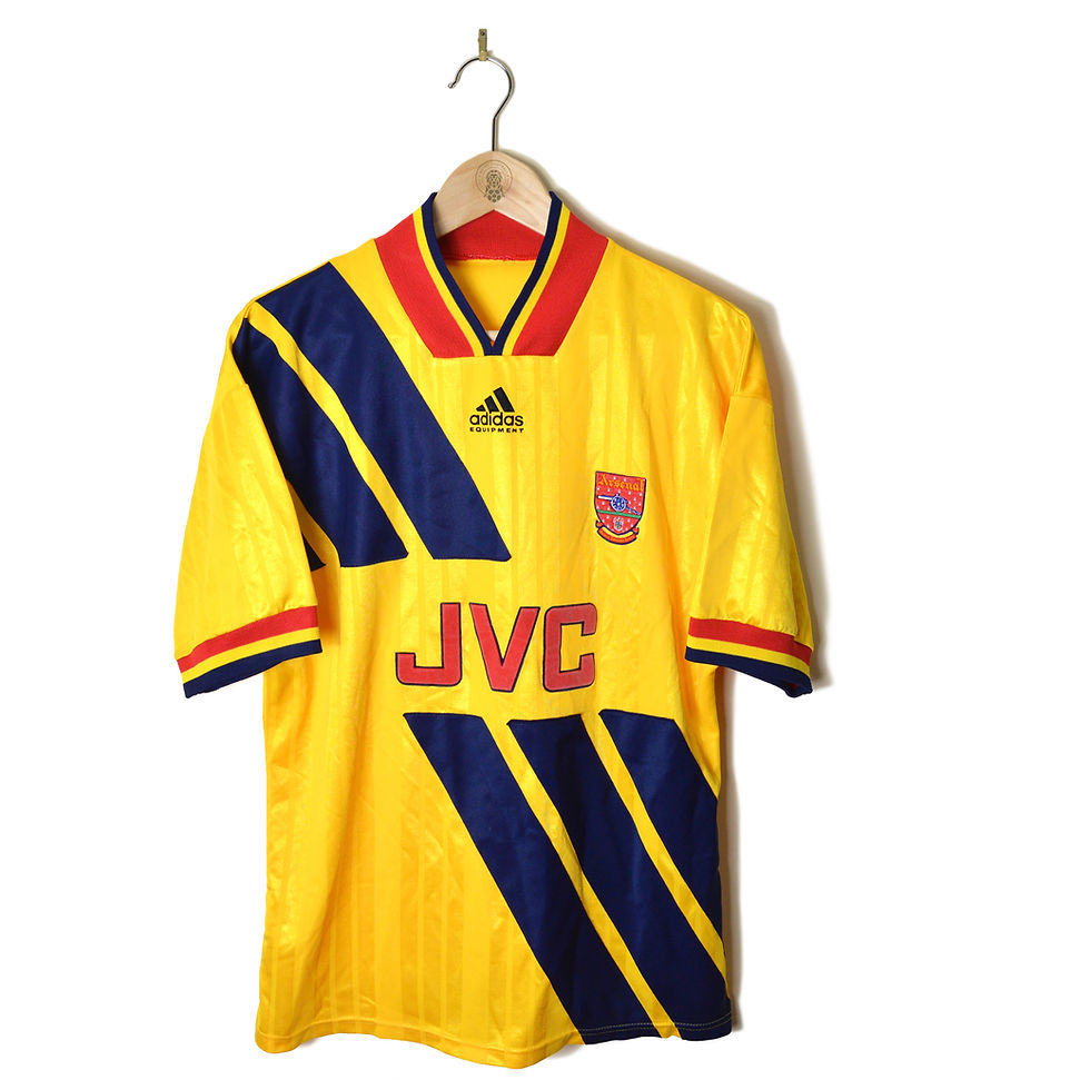 ARSENAL CLASSIC RETRO VINTAGE AWAY FOOTBALL SHIRT SOCCER JERSEY 1993 1994 ADIDAS EQUIPMENT JVC YELLOW