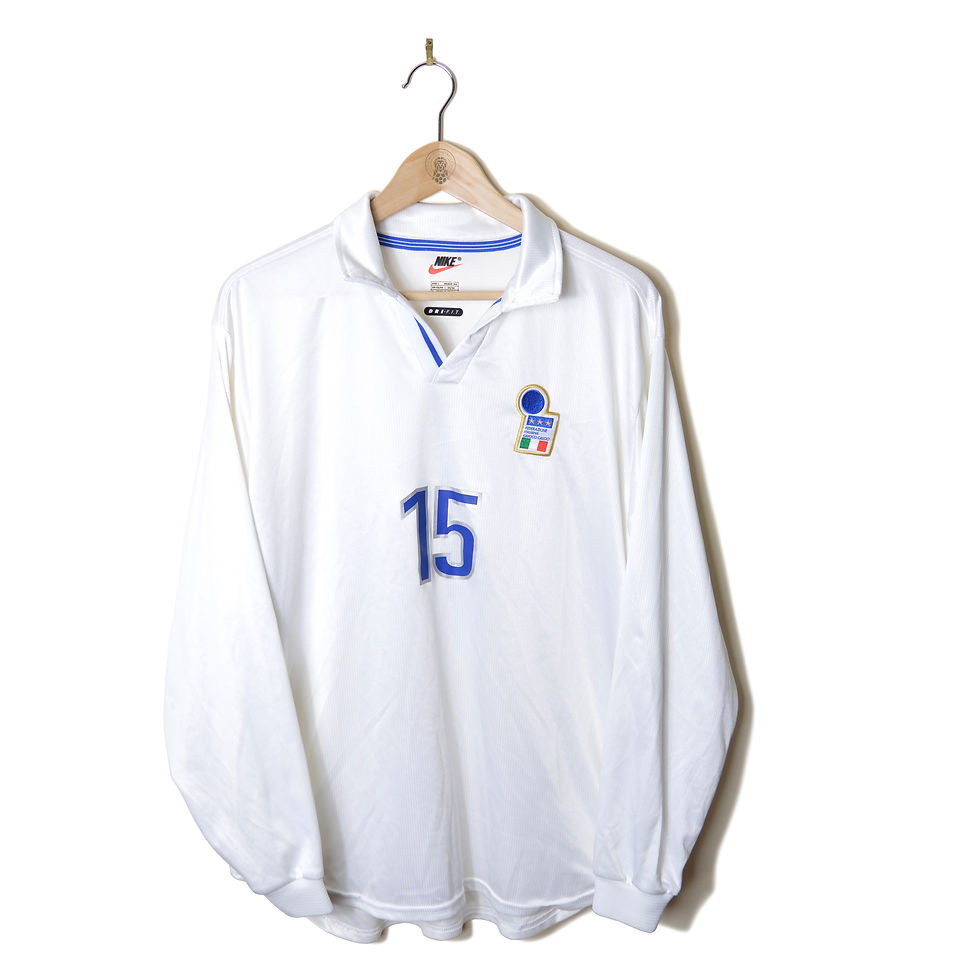 ITALY MATCH WORN PLAYER ISSUE AWAY FOOTBALL SHIRT SOCCER JERSEY 1997 1998 L/S #15 LONG SLEEVE NIKE