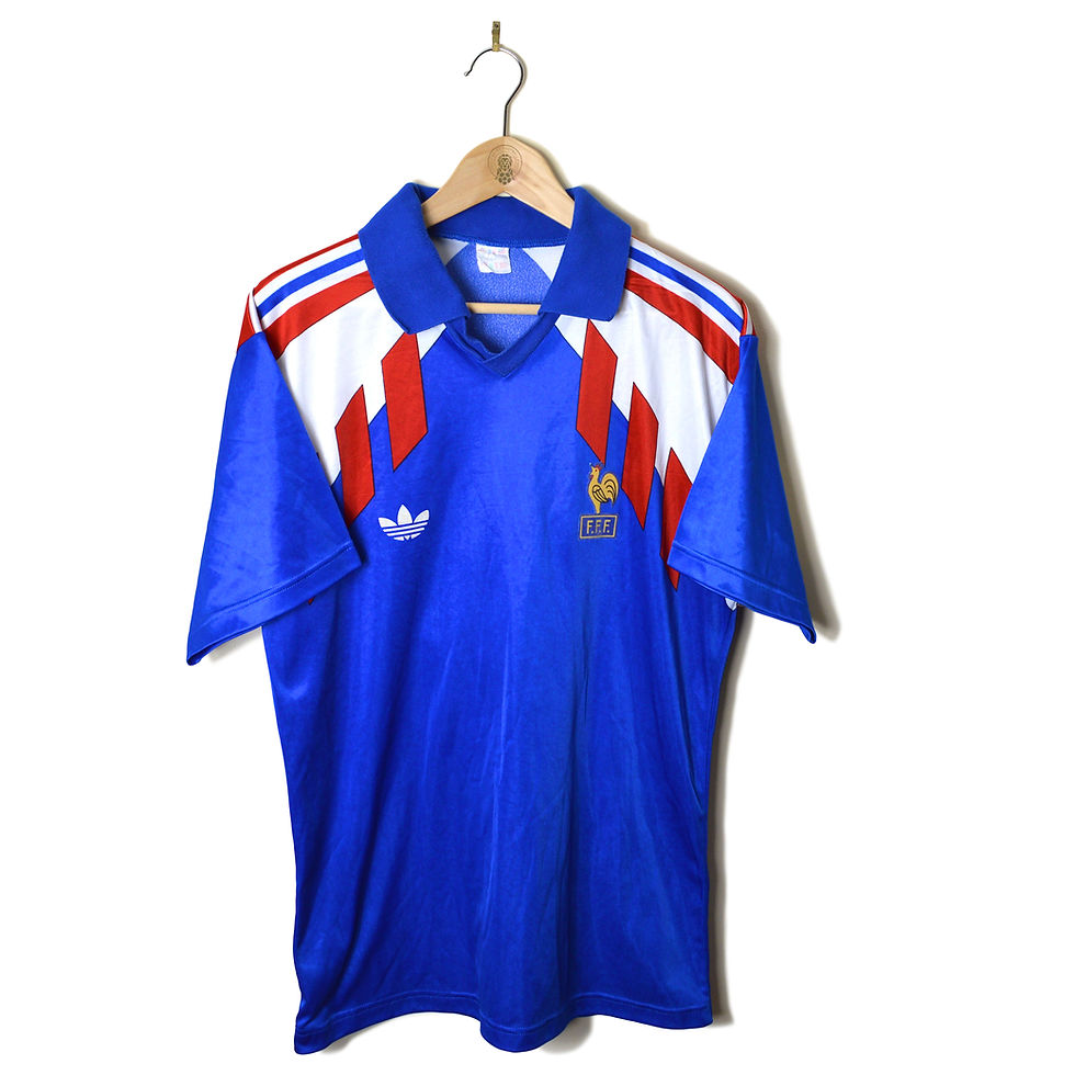 FRANCE MATCH WORN PLAYER ISSUE HOME FOOTBALL SHIRT SOCCER JERSEY 1990 1991 1992 #18  ERIC CANTONA ADIDAS