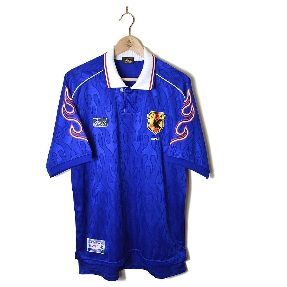 JAPAN CLASSIC RETRO VINTAGE HOME FOOTBALL SHIRT SOCCER JERSEY 1998 1999 WORLD CUP 98 ASICS FLAMES