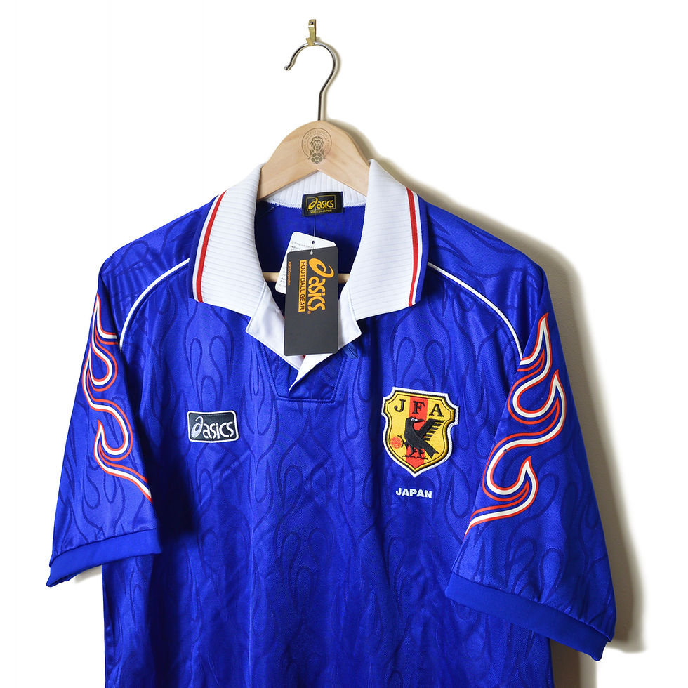 Thumbnail: JAPAN VINTAGE HOME FOOTBALL SHIRT SOCCER JERSEY 1998 1999 ASICS FLAMES WORLD CUP 98 BNWT BRAND NEW WITH TAGS DEAD STOCK