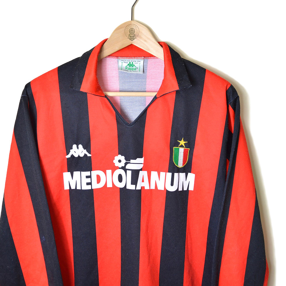 AC MILAN CLASSIC RETRO VINTAGE HOME FOOTBALL SHIRT SOCCER JERSEY 1988 1989 L/S LONG SLEEVE KAPPA