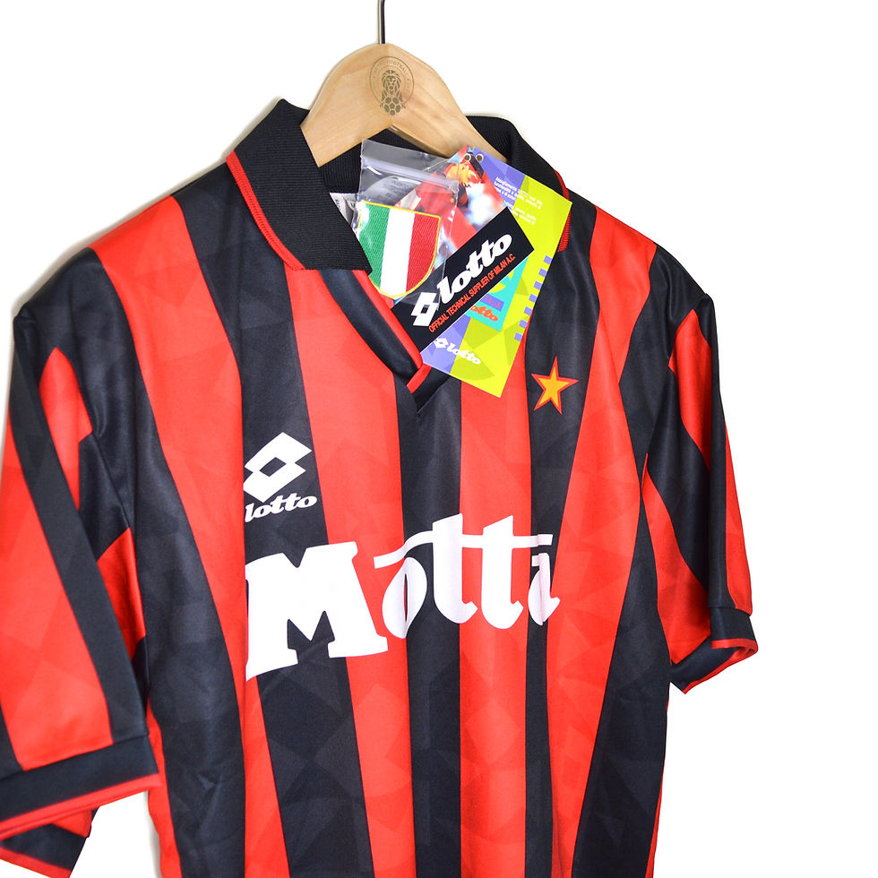 Thumbnail: AC MILAN CLASSIC RETRO VINTAGE HOME FOOTBALL SHIRT SOCCER JERSEY 1993 1994 BNWT BRAND NEW WITH TAGS MOTTA LOTTO