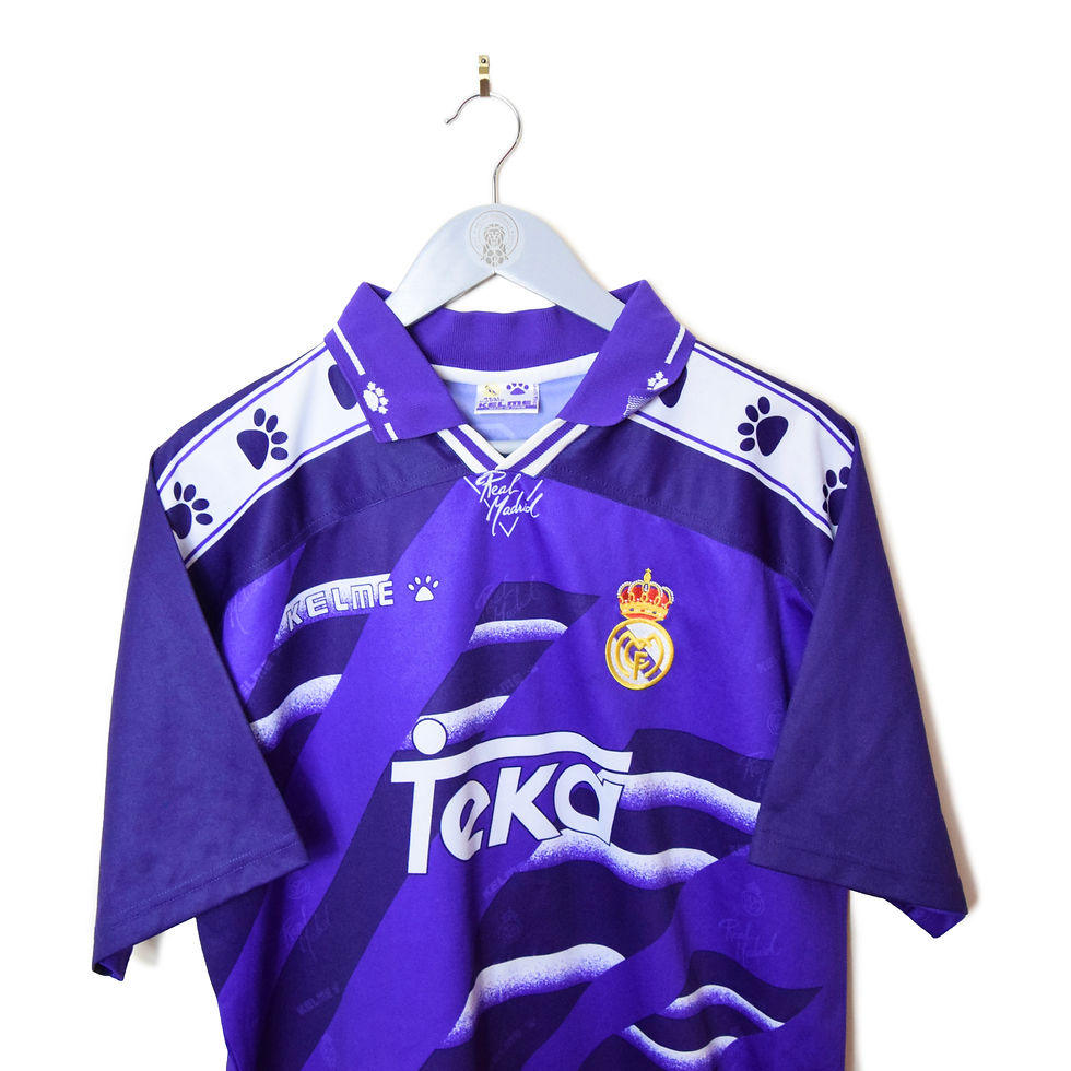 ウェア Real Madrid Away 1994/1996 Uniform REAL MADRID 1994/1996 AWAY FOOTBALL SHIRT TEKA KELME PURPLE