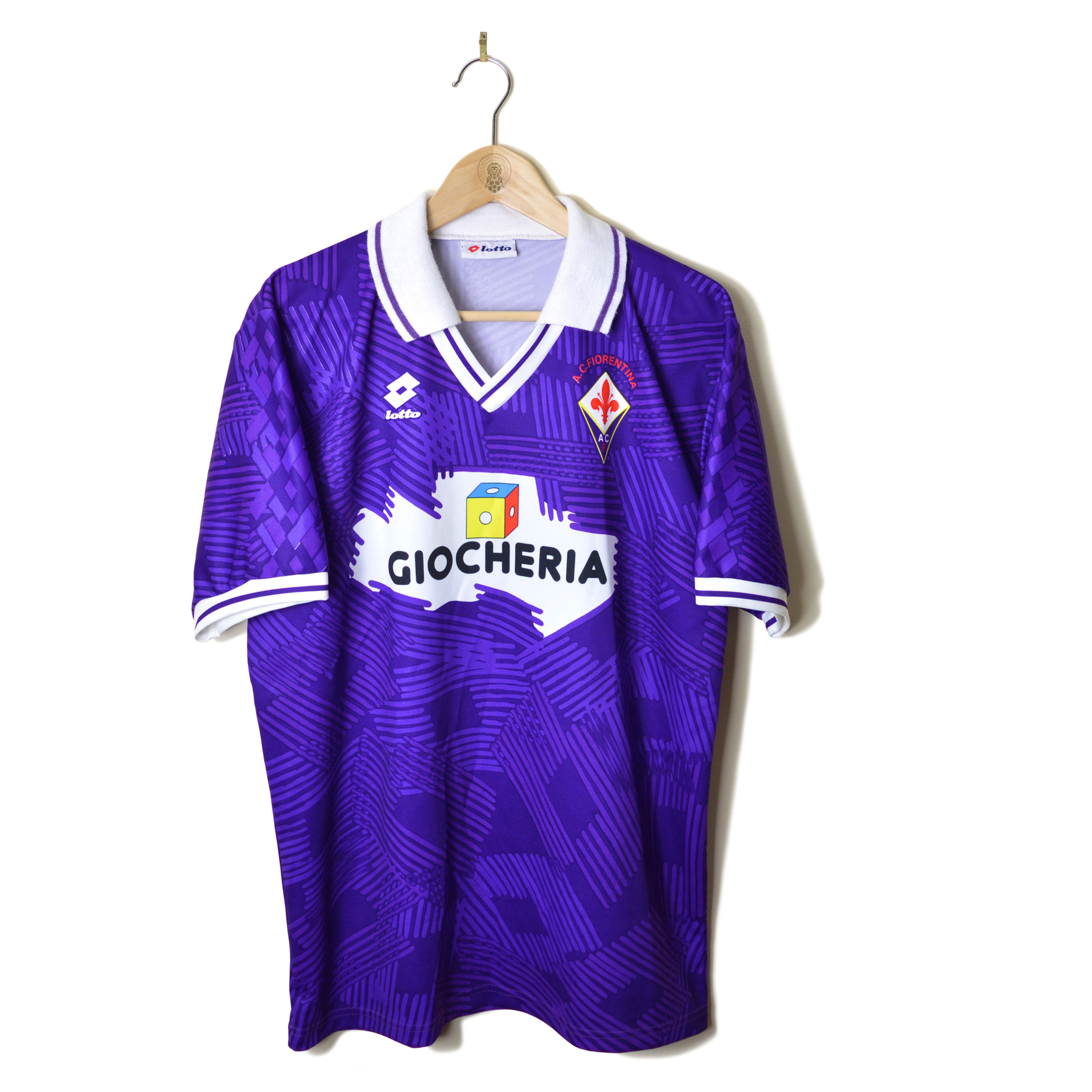 FIORENTINA CLASSIC RETRO VINTAGE HOME FOOTBALL SHIRT SOCCER JERSEY 1991 1992 LOTTO GIOCHERIA BATISTUTA