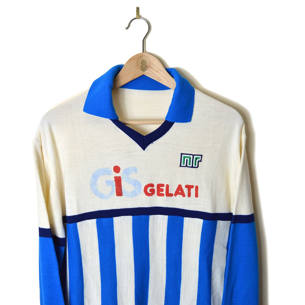 Thumbnail: PESCARA CALCIO CLASSIC RETRO VINTAGE MATCH WORN PLAYER ISSUE HOME FOOTBALL SHIRT 1983 1984 #13 GIS GELATI NR ENNERRE 80'S