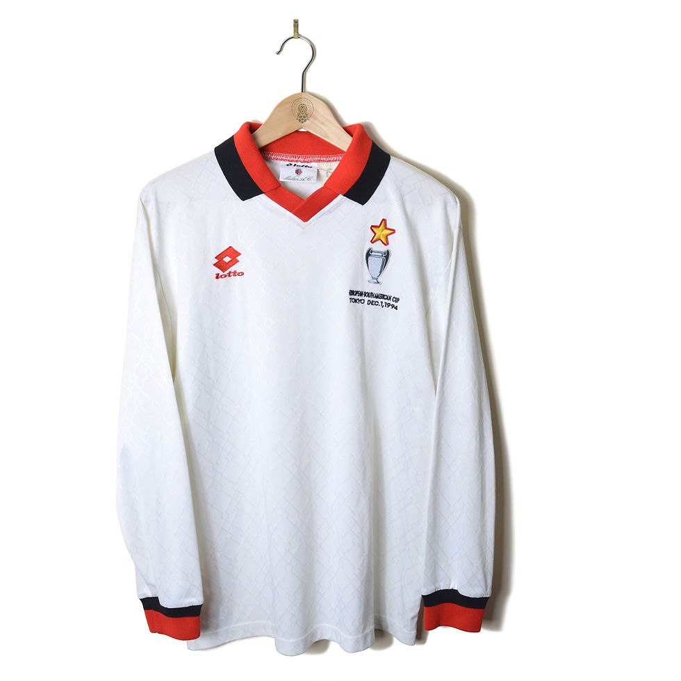 AC MILAN EUROPEAN SOUTH AMERICAN TOKYO INTERCONTINENTAL CUP 1994 PLAYER ISSUE AWAY WHITE FOOTBALL SHIRT JERSEY LOTTO 1994