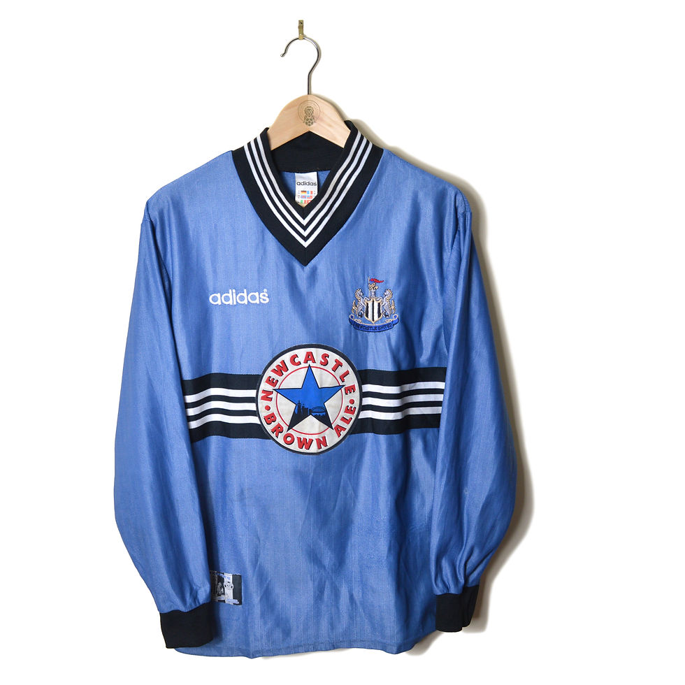 NEWCASTLE UNITED CLASSIC RETRO VINTAGE AWAY FOOTBALL SHIRT SOCCER JERSEY 1996 1997 L/S LONG SLEEVE ADIDAS BROWN ALE DENIM