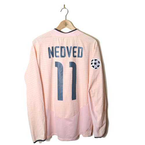 JUVENTUS AWAY FOOTBALL SHIRT 2003/04 L/S #11 NEDVED Retro