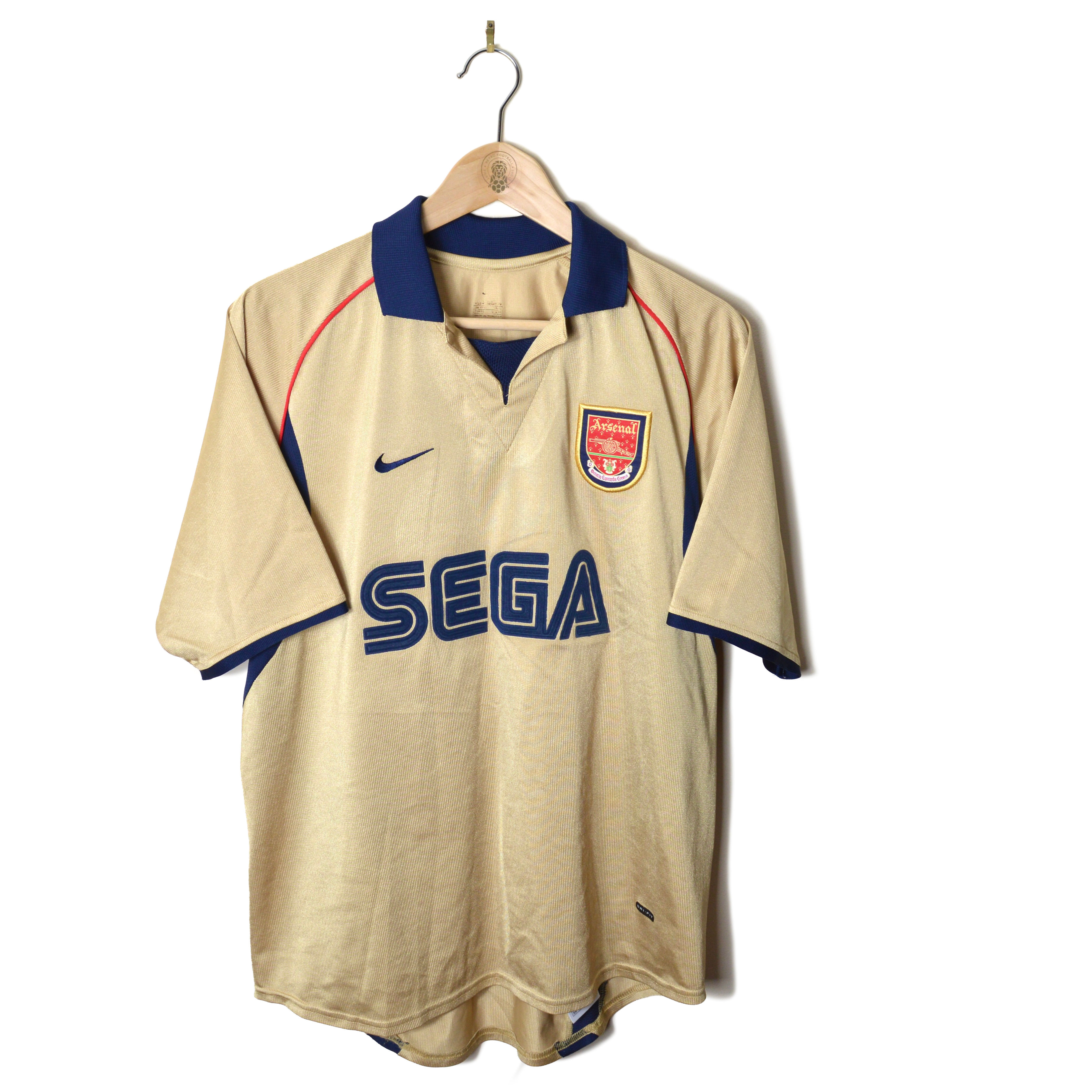 ARSENAL CLASSIC RETRO VINTAGE AWAY FOOTBALL SHIRT SOCCER JERSEY 2001 2002 #23 SOL CAMPBELL NIKE SEGA GOLD