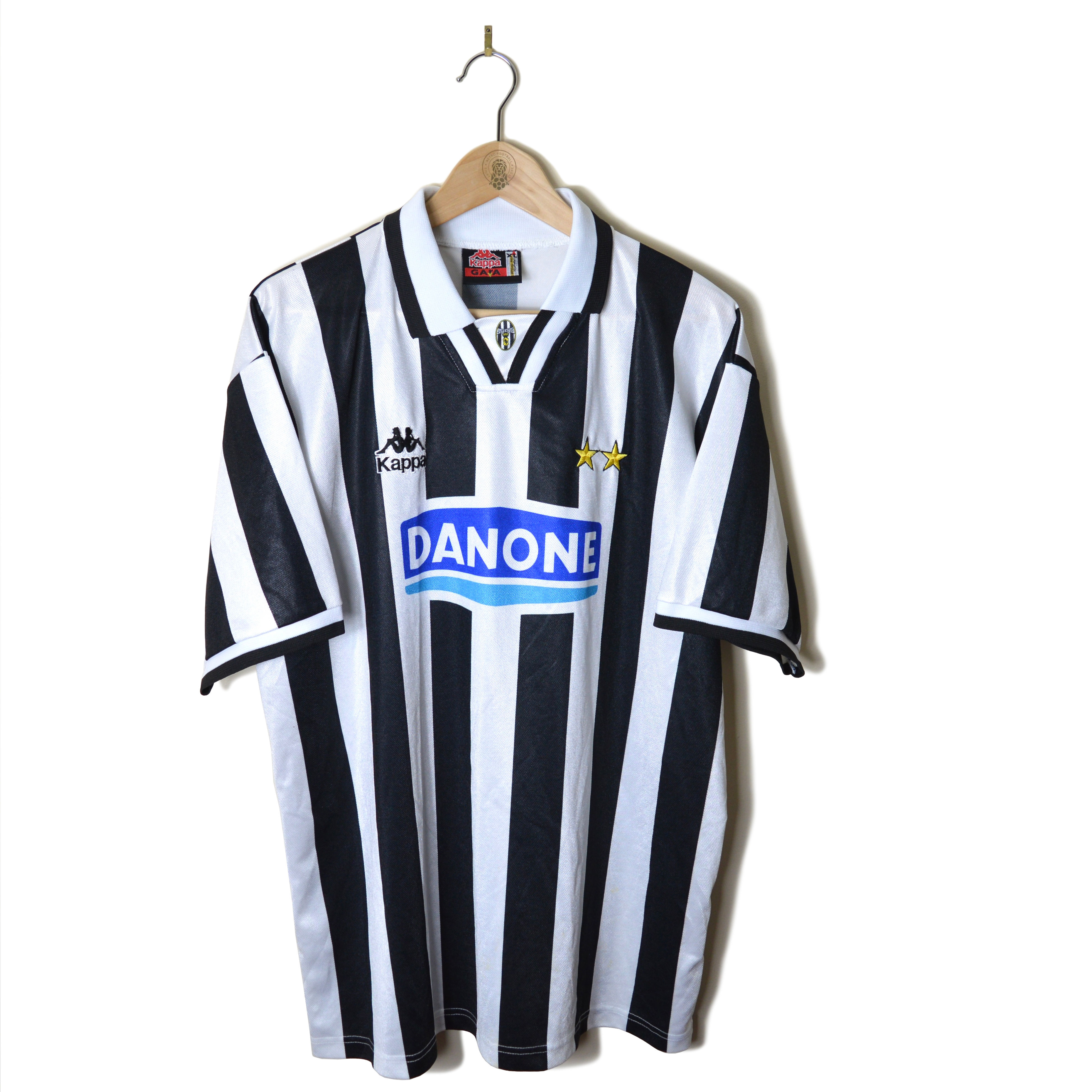 JUVENTUS MATCH WORN PLAYER ISSUE HOME FOOTBALL SHIRT SOCCER JERSEY 1994 1995 #14 'MORENO TORRICELLI' (VS INTER) KAPPA DANONE