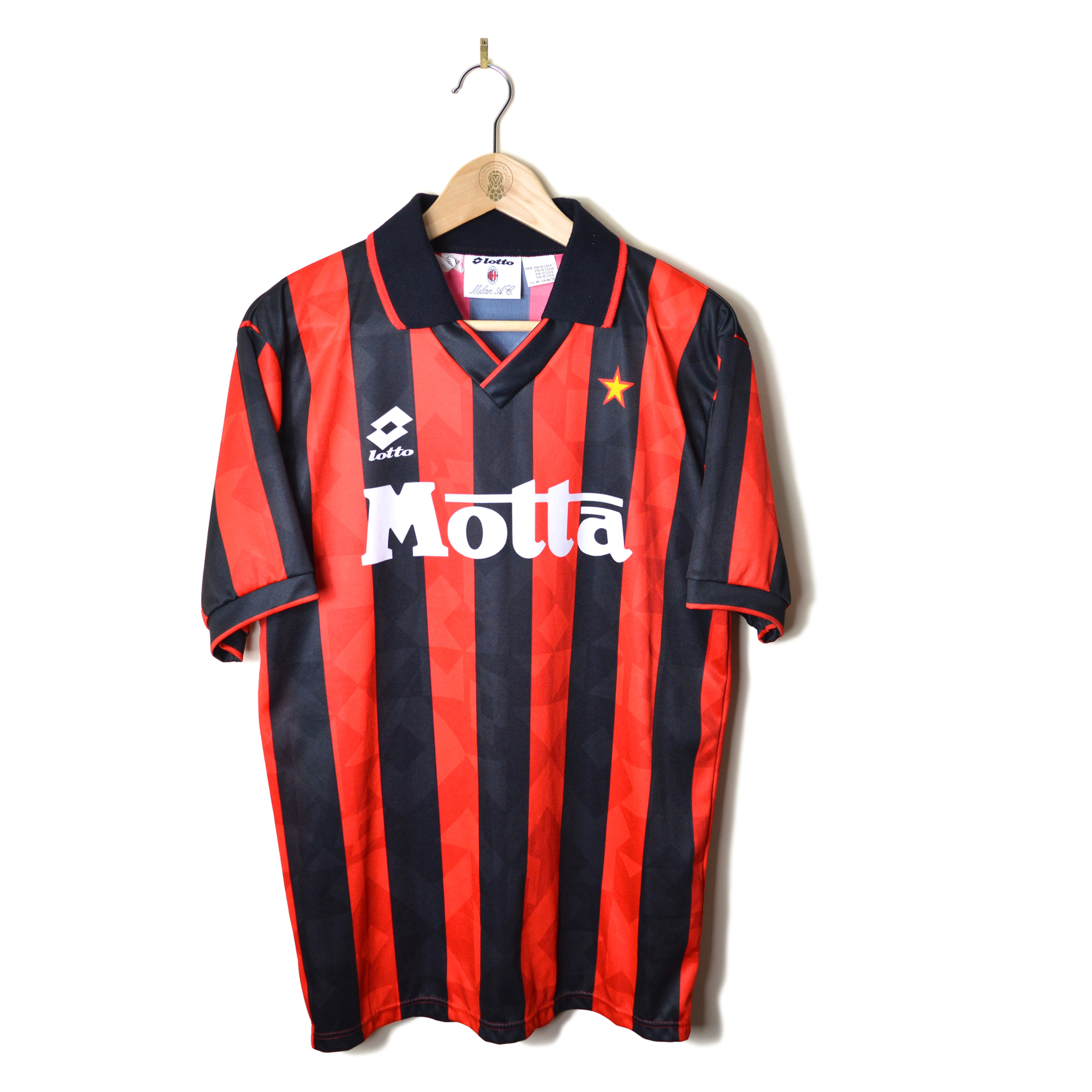 AC MILAN CLASSIC RETRO VINTAGE HOME FOOTBALL SHIRT SOCCER JERSEY 1993 1994 MOTTA LOTTO 90'S CALCIO