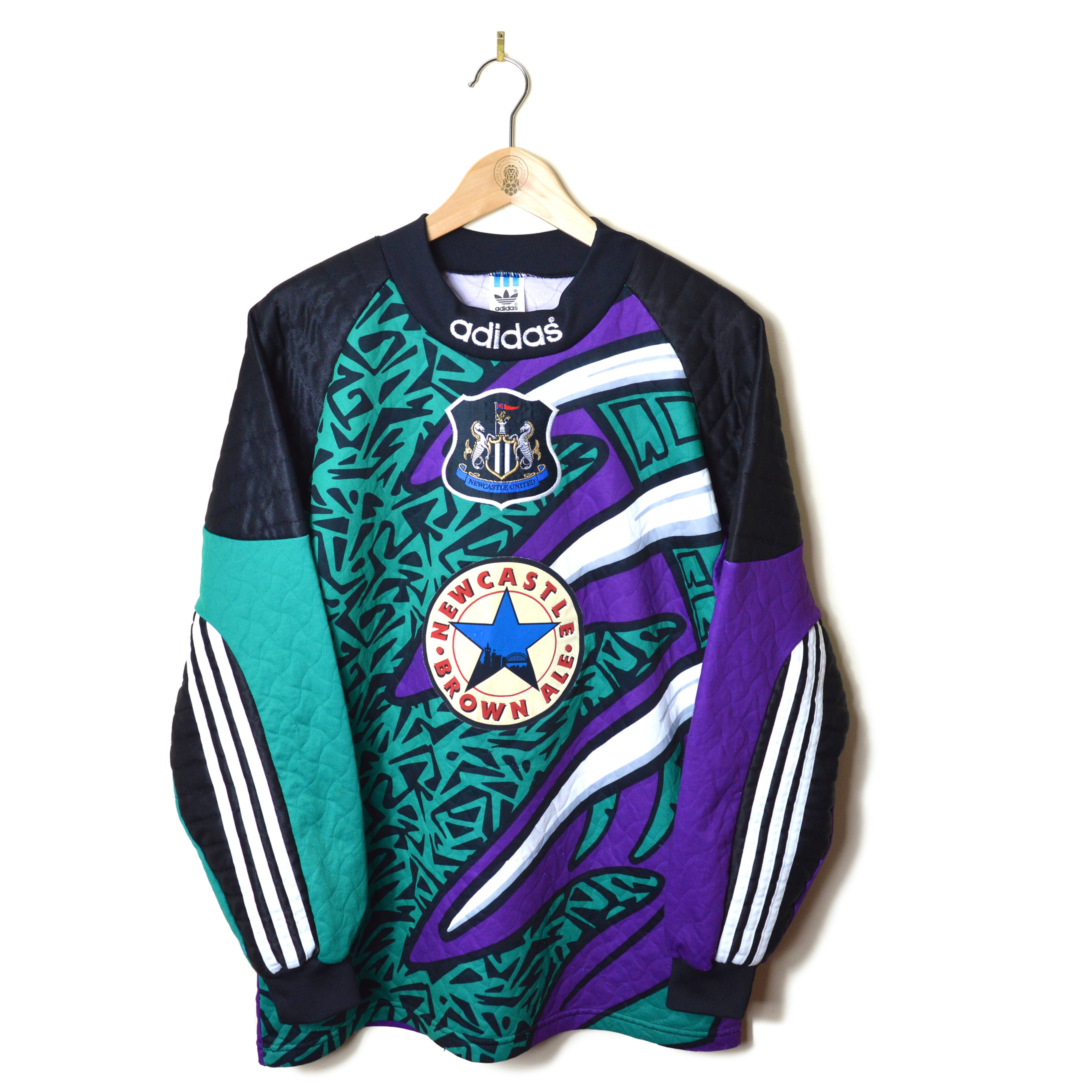 NEWCASTLE UNITED CLASSIC RETRO VINTAGE GK GOALKEEPER FOOTBALL SHIRT SOCCER JERSEY 1995 1996 NEWCASTLE BROWN ALE ADIDAS