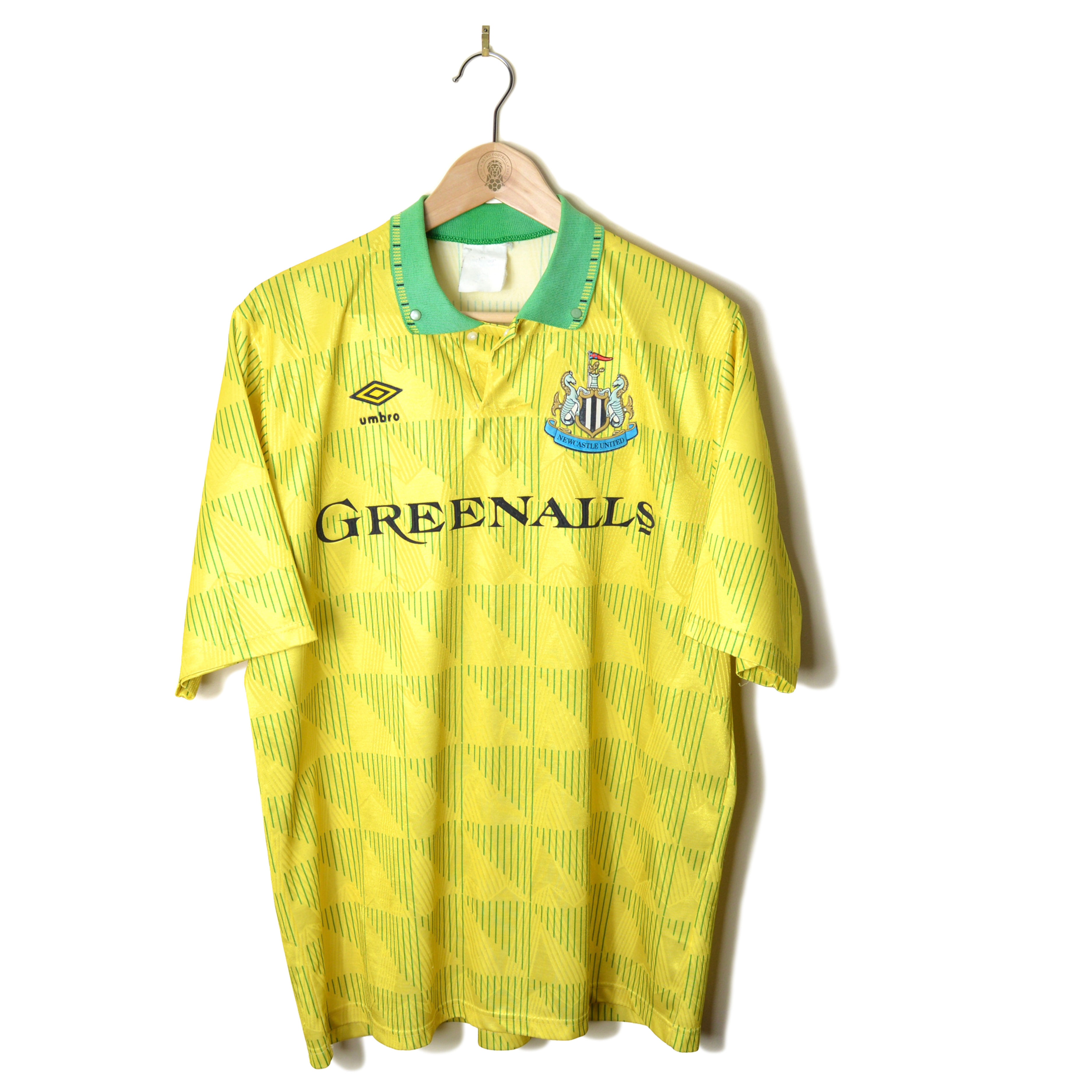 NEWCASTLE UNITED CLASSIC RETRO VINTAGE AWAY FOOTBALL SHIRT SOCCER JERSEY 1990 1991 1992 1993 UMBRO GREENALLS YELLOW GREEN