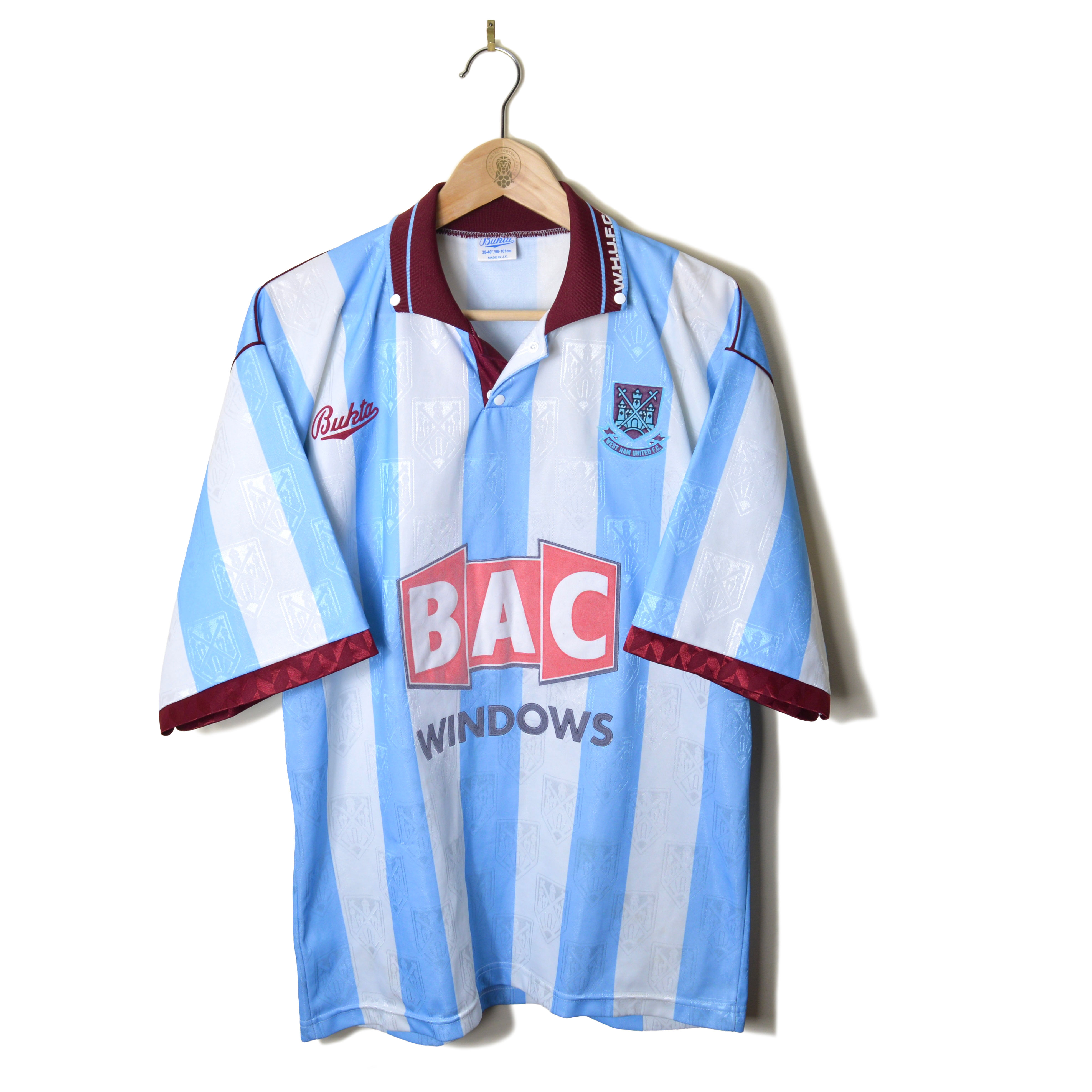 WEST HAM CLASSIC RETRO VINTAGE AWAY FOOTBALL SHIRT SOCCER JERSEY 1991 1992 BUKTA BAC WINDOWS