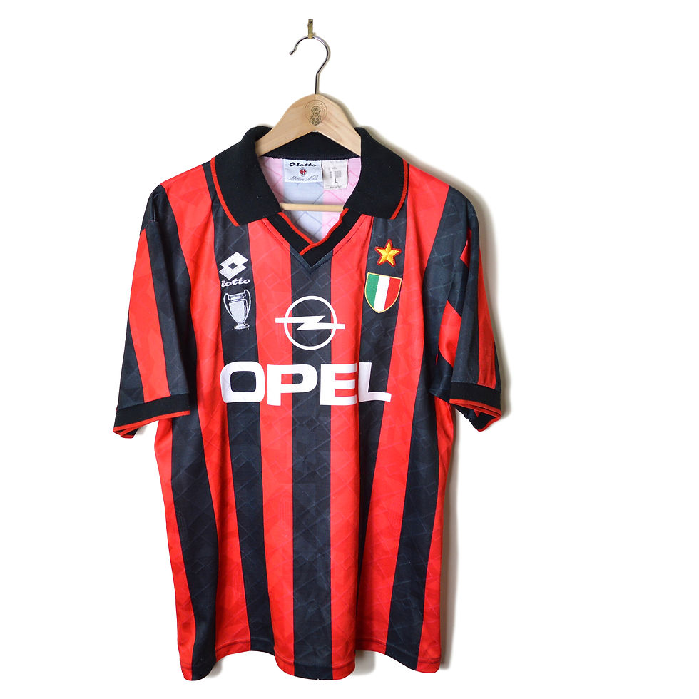 AC MILAN CLASSIC RETRO VINTAGE PLAYER SPEC HOME FOOTBALL SHIRT SOCCER JERSEY 1994 1995 OPEL LOTTO