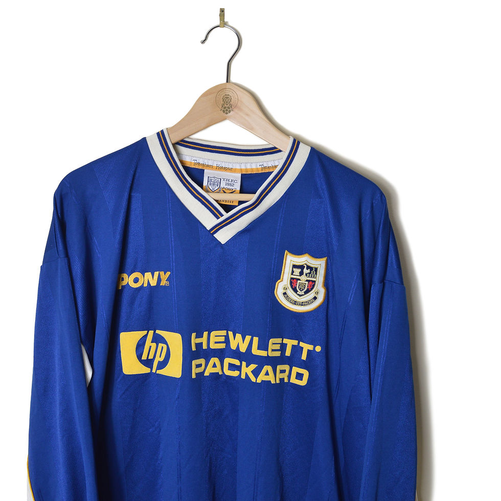 Thumbnail: TOTTENHAM HOTSPUR MATCH WORN PLAYER ISSUE AWAY FOOTBALL SHIRT SOCCER JERSEY 1997 1998 LONG SLEEVE L/S PONY SPURS HP