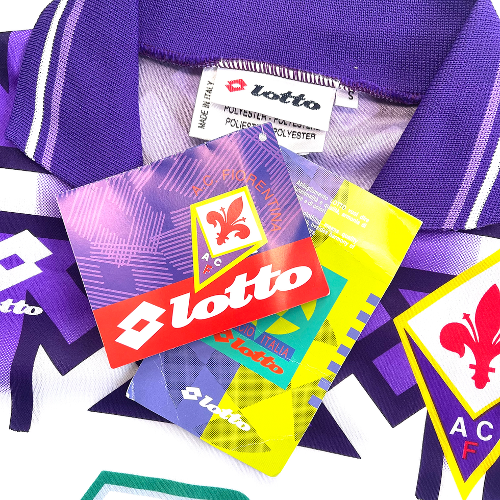 Thumbnail: FIORENTINA CLASSIC VINTAGE BANNED NAZI SWASTIKA AWAY FOOTBALL SHIRT SOCCER JERSEY 1992 1993 L/S LONG SLEEVED BNWT LOTTO 7UP