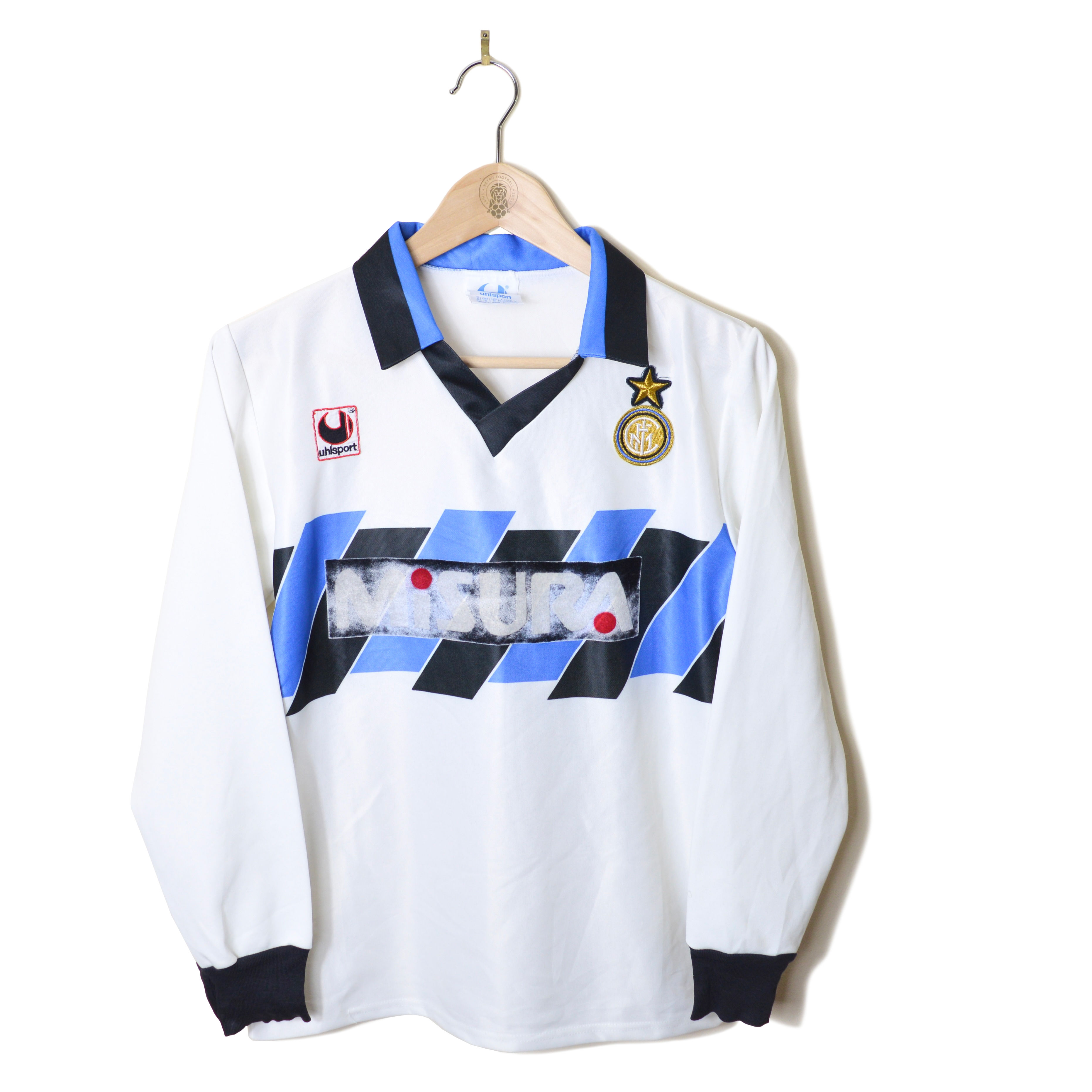 INTER MILAN CLASSIC RETRO VINTAGE AWAY FOOTBALL SHIRT SOCCER JERSEY 1990 1991 L/S UHLSPORT MISURA CALCIO 90'S