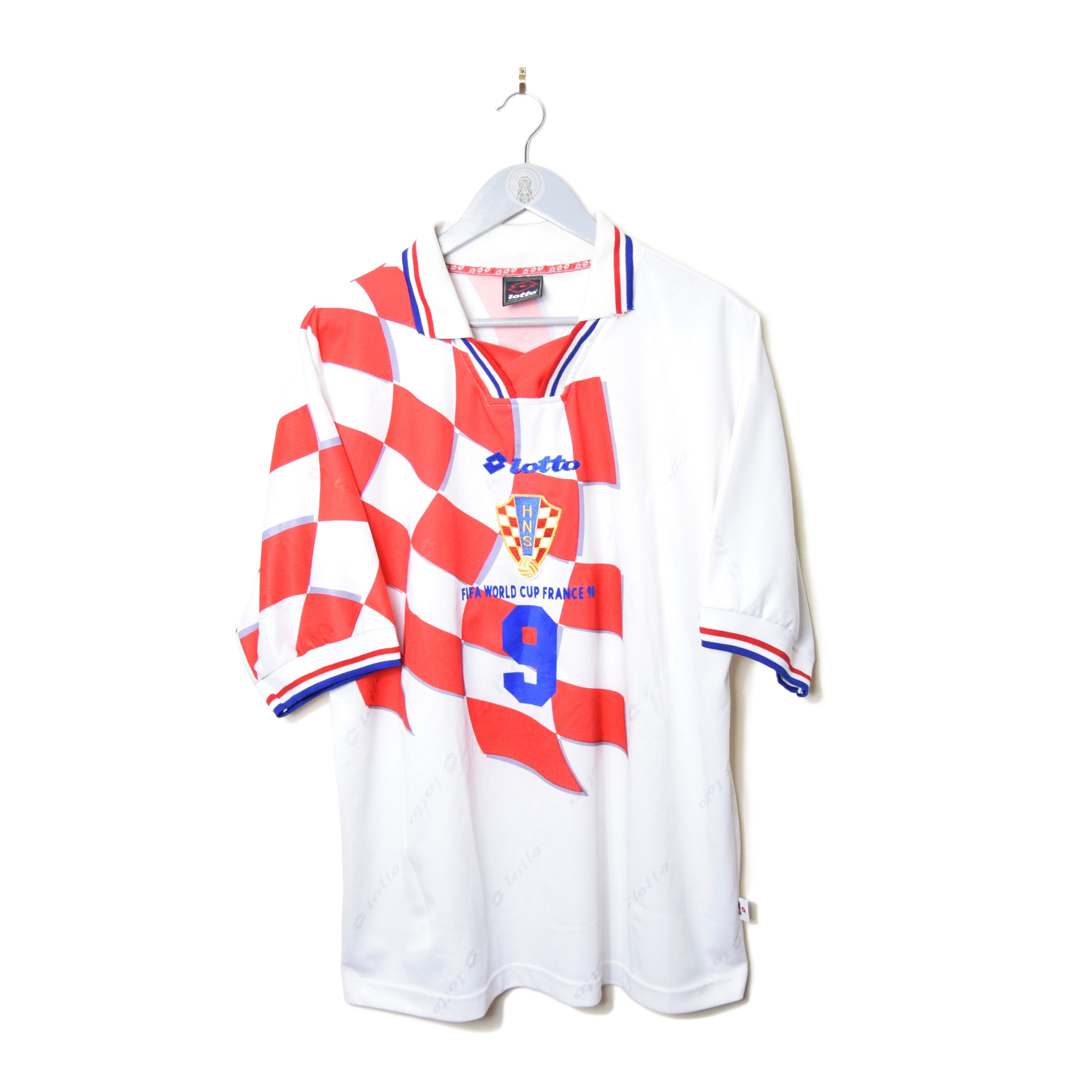 CROATIA HOME FOOTBALL SHIRT 1998/01 #9 SUKER