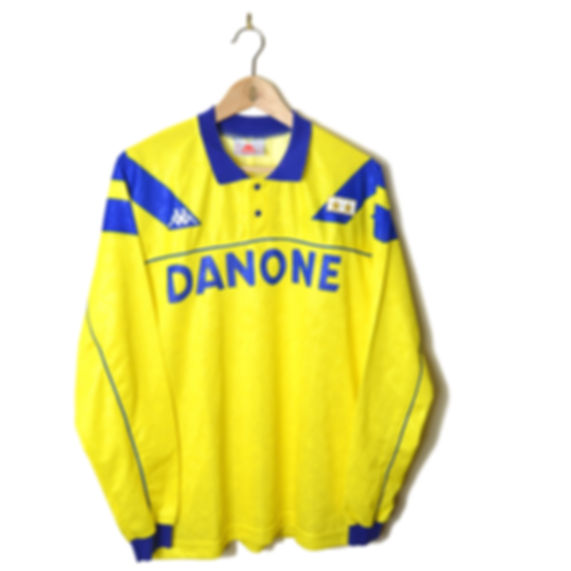 JUVENTUS CLASSIC RETRO VINTAGE AWAY FOOTBALL SHIRT SOCCER JERSEY 1992 1993 1994 L/S LONG SLEEVE KAPPA DANONE YELLOW CALCIO