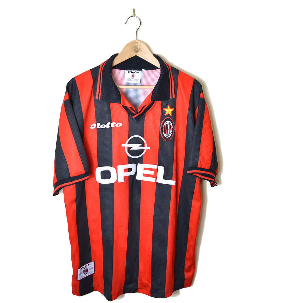 AC MILAN CLASSIC RETRO VINTAGE HOME FOOTBALL SHIRT SOCCER JERSEY 1997 1998 LOTTO OPEL CALCIO 90'S