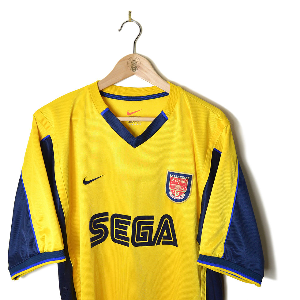 Thumbnail: ARSENAL CLASSIC RETRO VINTAGE AWAY FOOTBALL SHIRT SOCCER JERSEY 1999 2000 2001 #25 KANU NIKE SEGA YELLOW