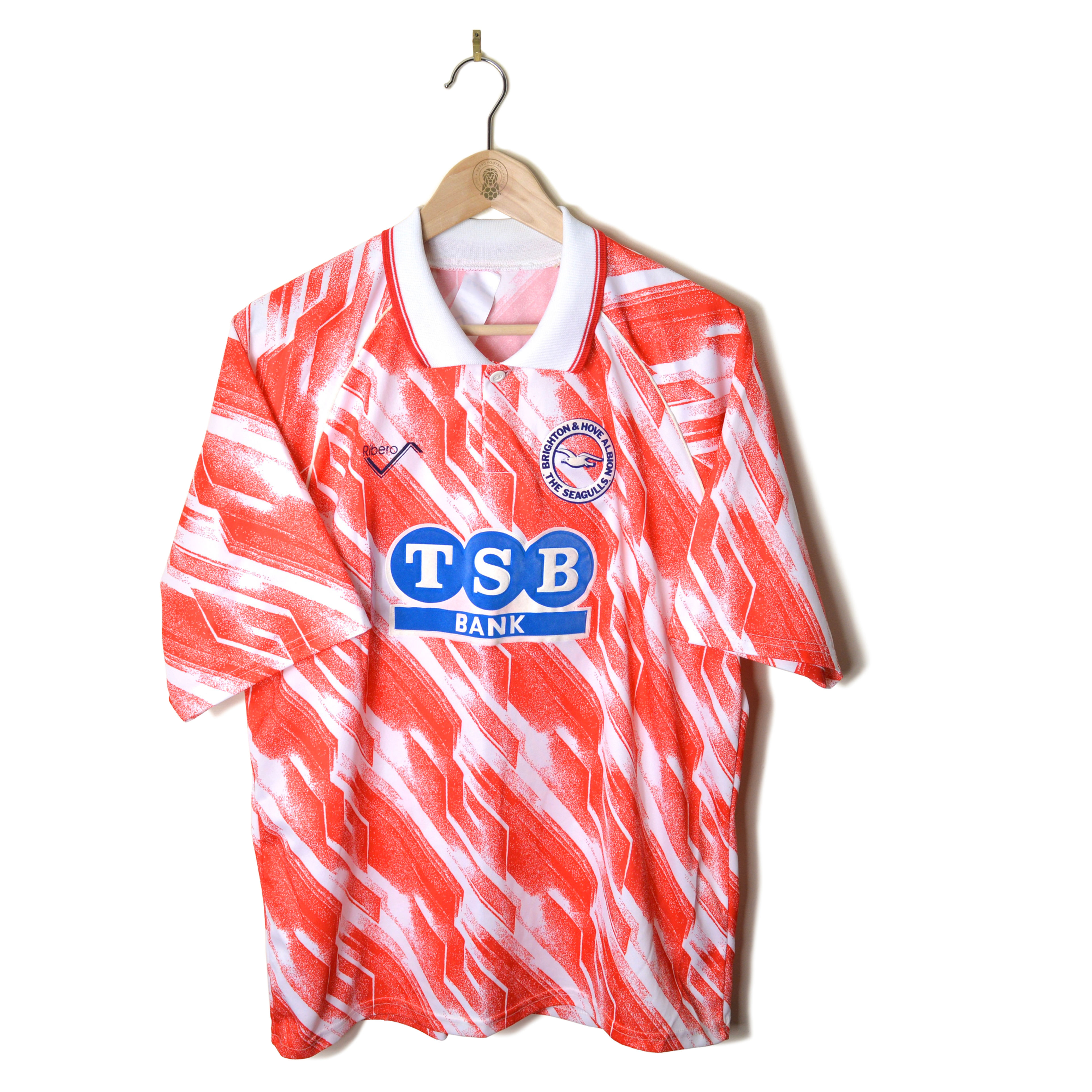 BRIGHTON AND HOVE ALBION CLASSIC RETRO VINTAGE AWAY FOOTBALL SHIRT SOCCER JERSEY 1991 1992 1993 RIBERO TSB BANK