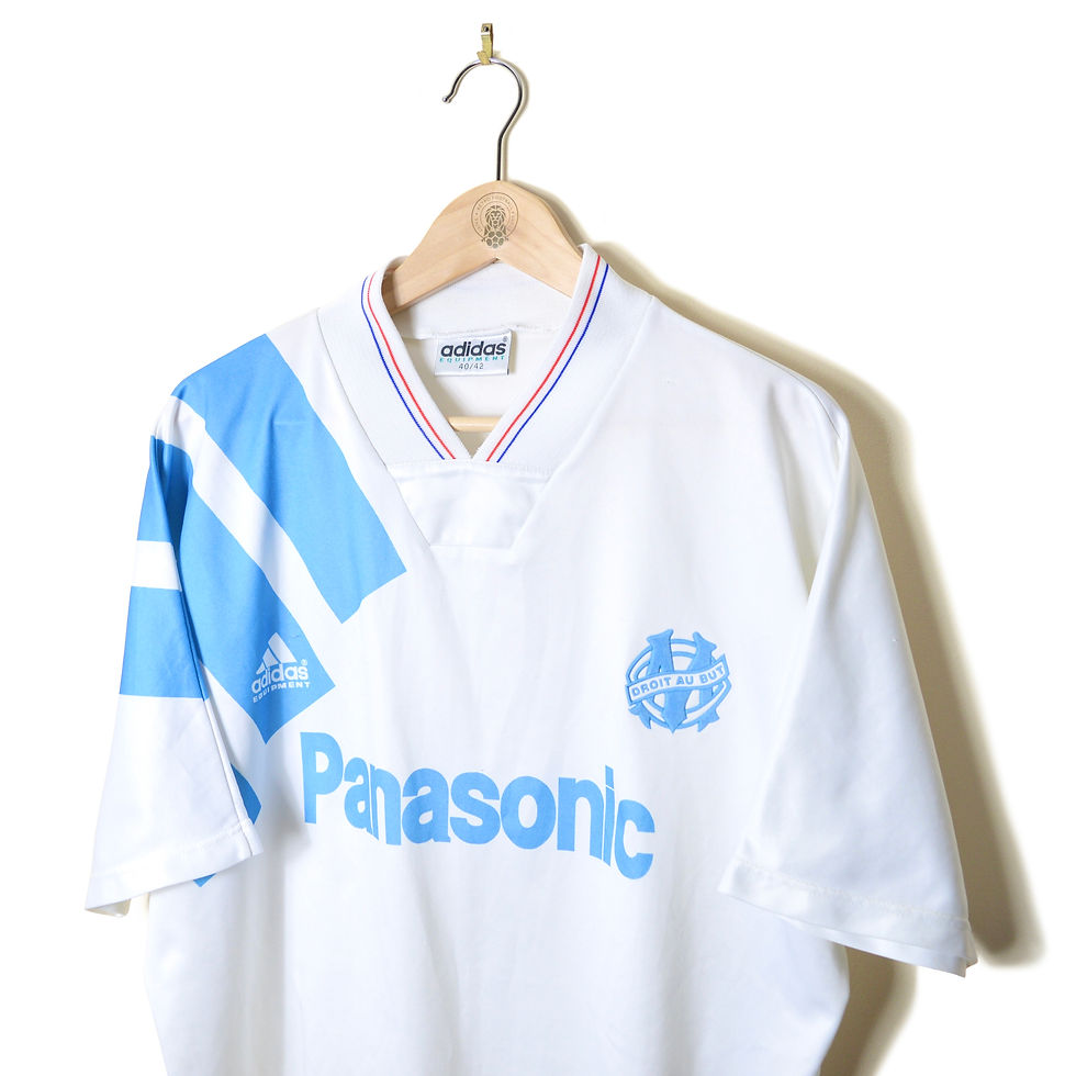 Thumbnail: OLYMPIQUE MARSEILLE CLASSIC VINTAGE RETRO HOME FOOTBALL SHIRT SOCCER JERSEY 1991 1992 ADIDAS EQUIPMENT PANASONIC 90'S