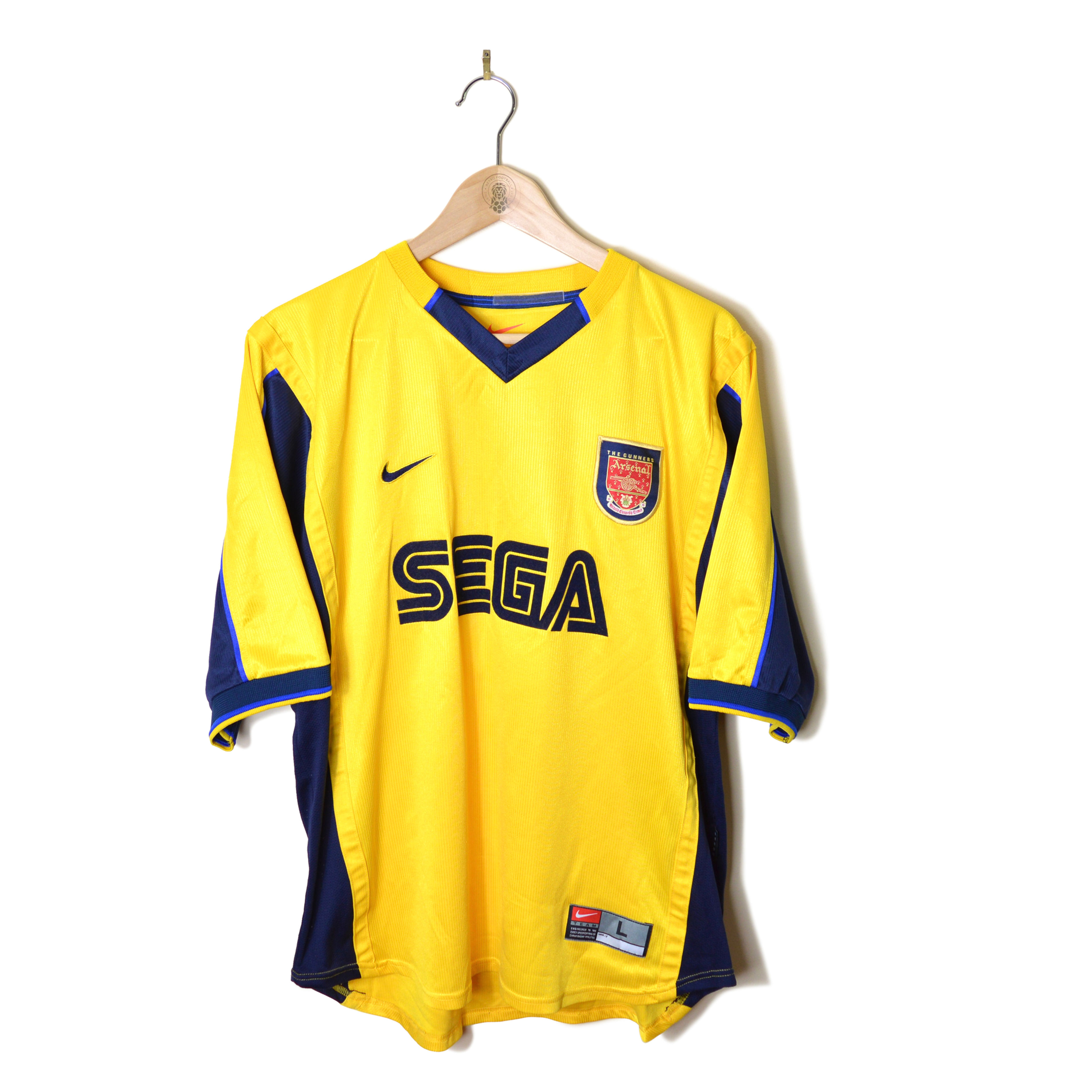 ARSENAL CLASSIC RETRO VINTAGE AWAY FOOTBALL SHIRT SOCCER JERSEY 1999 2000 2001 #10 DENNIS BERGKAMP NIKE SEGA