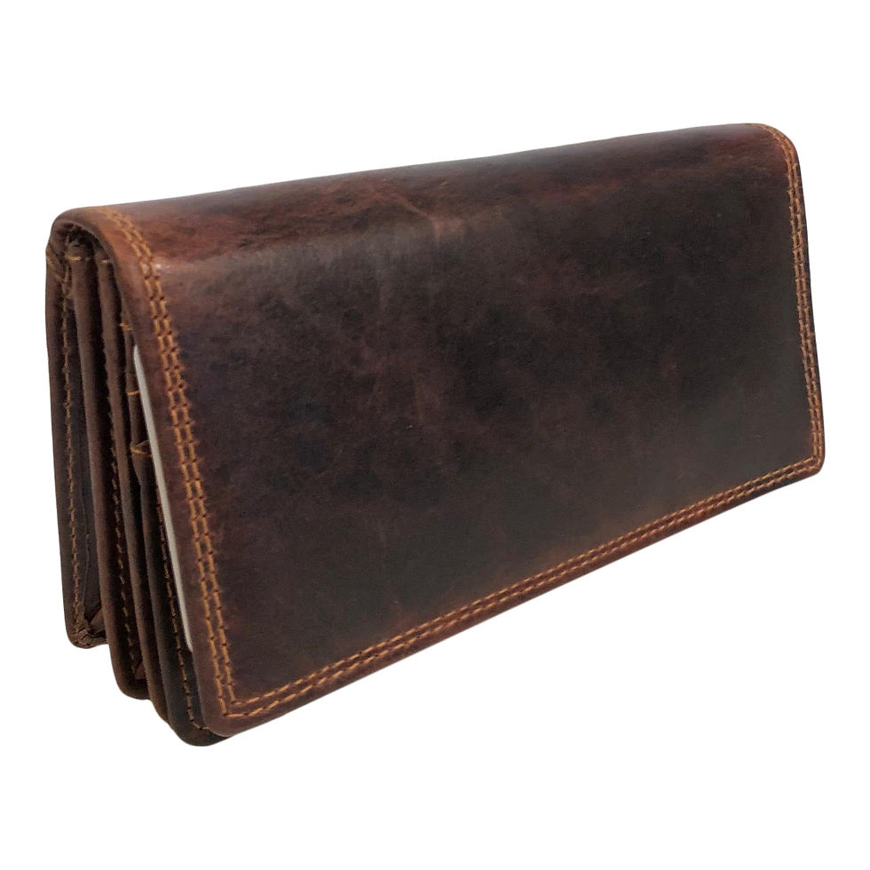 Thumbnail: Portemonnee Dames Echt Leer - Harmonica - Huishoudportemonnee - Donkerbruin