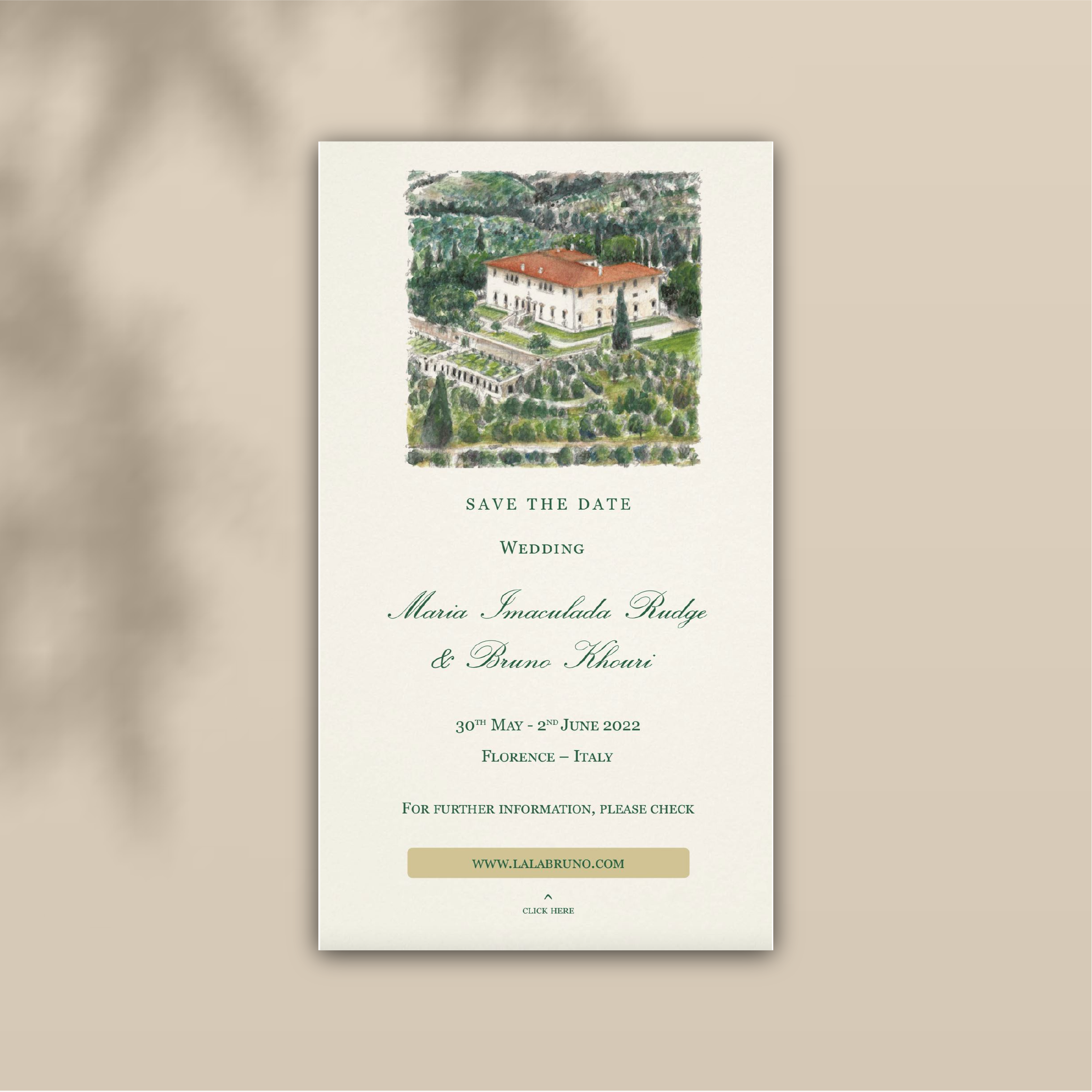 Arte digital estática para save the date, convite ou comunicado em 2ª língua