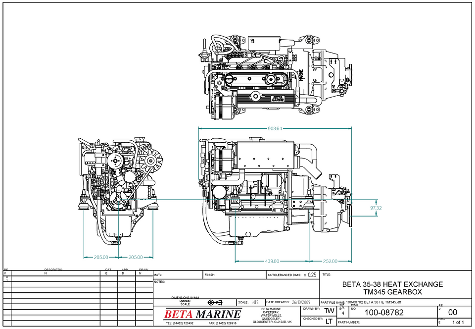 Beta 38 Installation Drawings | Betamarine