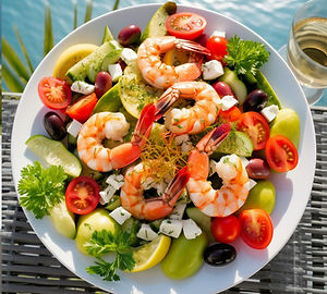 Shrimp and feta cheese Mediterranean Salad