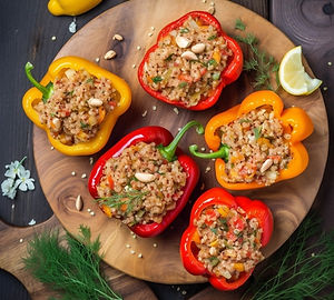 Stuffed bell peppers with ground turkey and fresh herbs