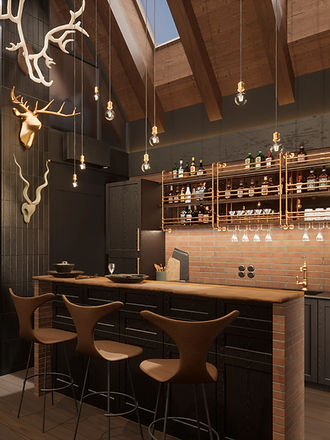 Indywidualny projekt domu i wnętrza niedaleko Olsztyna – ciemne, przytulne wnętrza, oranżeria z jacuzzi i harmonijne połączenie drewna i kamienia.