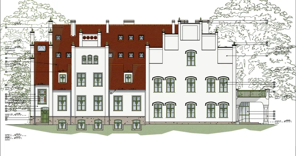 projekt pałacu, projekt przy zabytku, projekt odbudowy pałacu, projekt remontu pałacu, projekt zabytkowy, architekt do zabytków, projekt elewacji zabytkowej