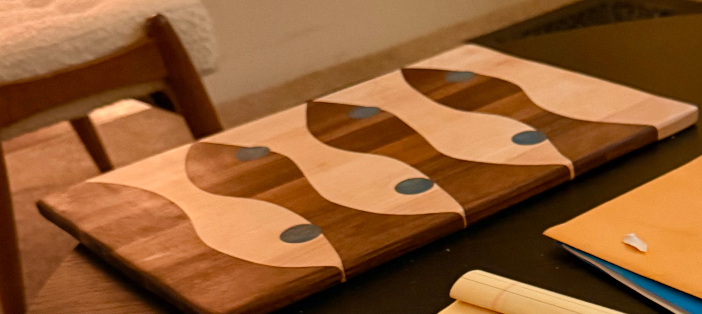 Handcrafted Walnut & Maple Fish Charcuterie Board – Coastal Serving Board with B