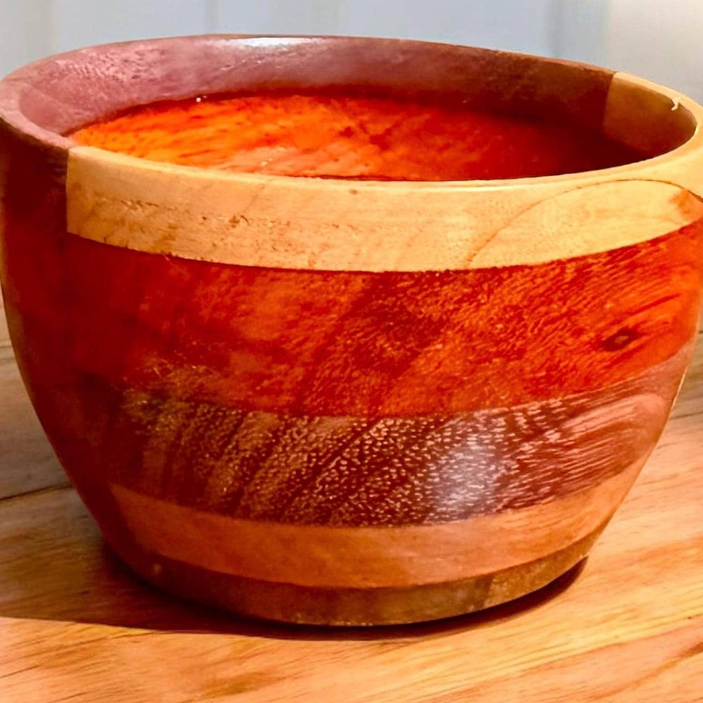Mini Wooden Bowl | Segmented Hardwood Tealight Holder | Food Safe, 3"