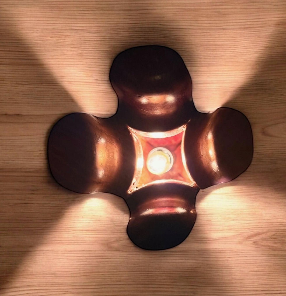 Thumbnail: Handcrafted Sculptural Wooden Lamp – Inside-Out tulip like Turned Oak, Purplehea