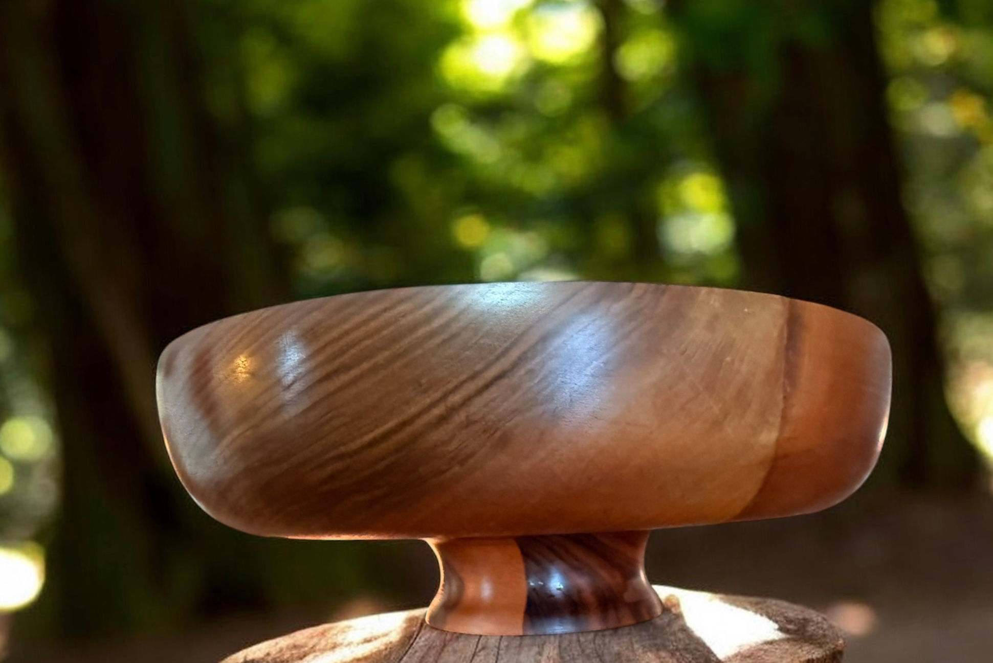 Very Rare Turkish Walnut Pedestal Bowl – Hand Turned