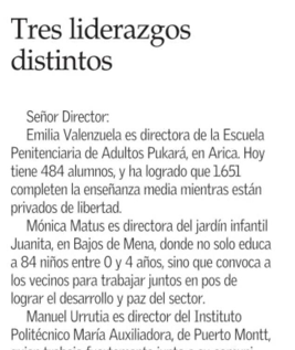 Carta al director: Tres liderazgos distintos