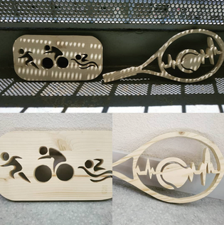 tennis, triathlon, décoration, wood, bois