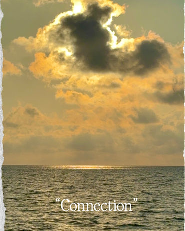 Golden sunrise over the Chesapeake Bay with the word Connection symbolizing the theme of the Maryland healing retreat