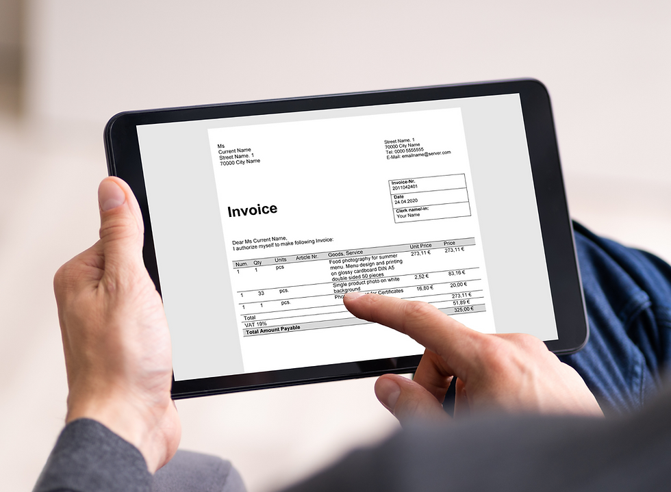 Invoice on tablet