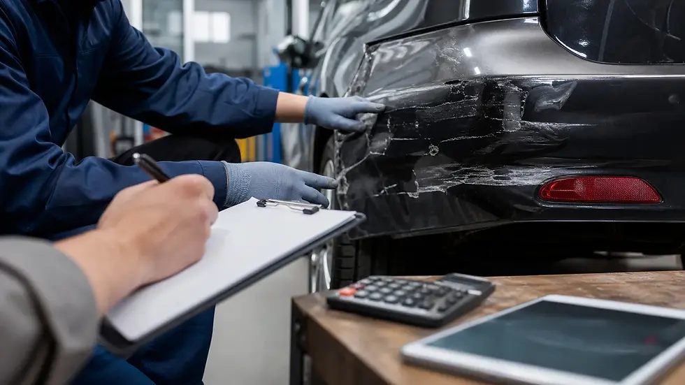 Specific visual scene for insurance auto body repair Mississauga